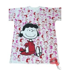 Vintage Peanuts Shirt Size‎ 2x Long AOP LUCY Tshirt Snoopy 90s Made In USA